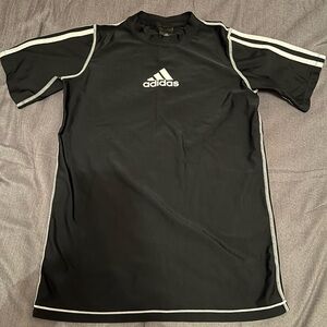 Adidas Boys Core Active Short Sleeve Tee (Black/White, Swim Top) Size Large